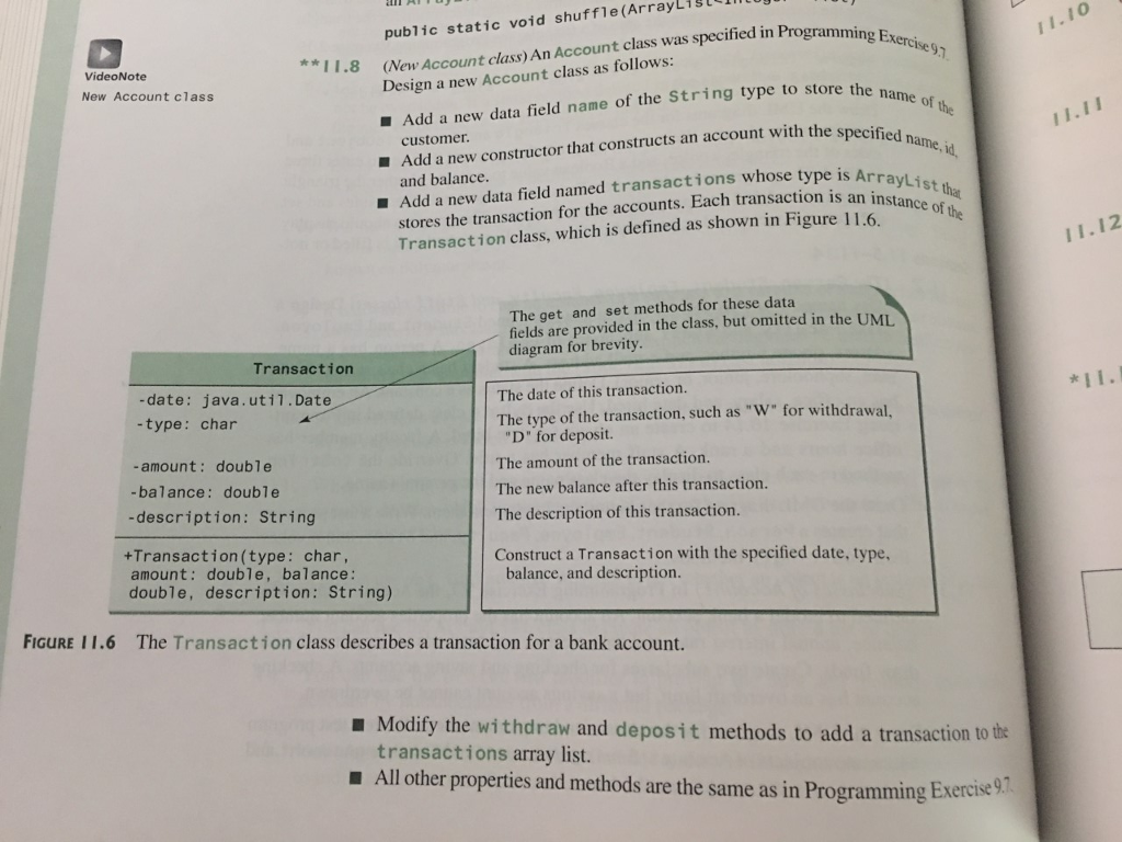  Introduction to Java (Programming & Data Structures) 11.8 (New Account class)