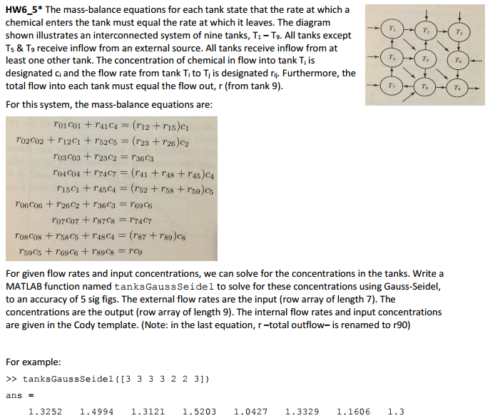 !!!!!!! USING MATLAB !!!!!!!! !!!!!! USING MATLAB !!!!!!! The mass-balance equations for