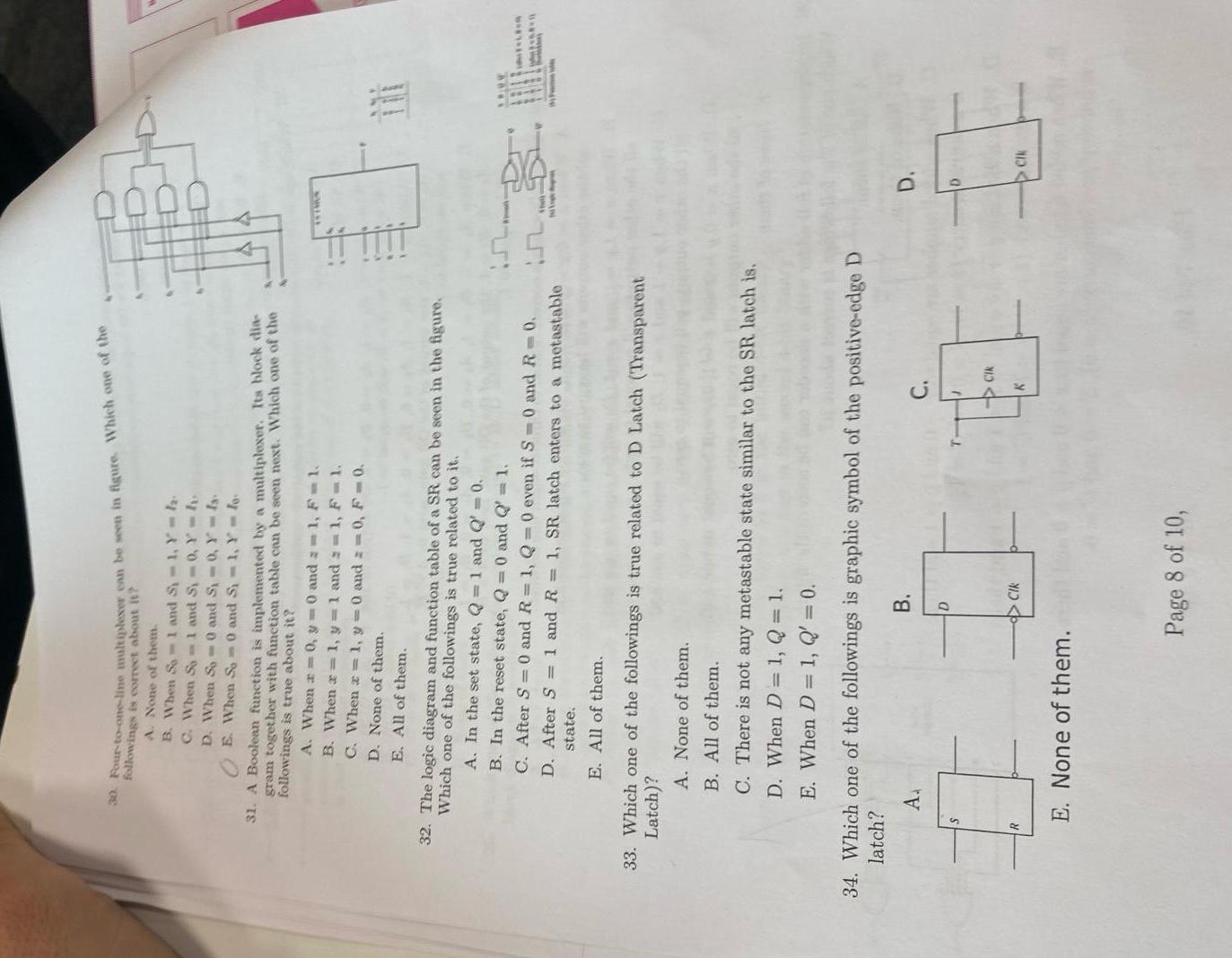  Four to-one-line multiglexer ean be seen in fisure. Which one of