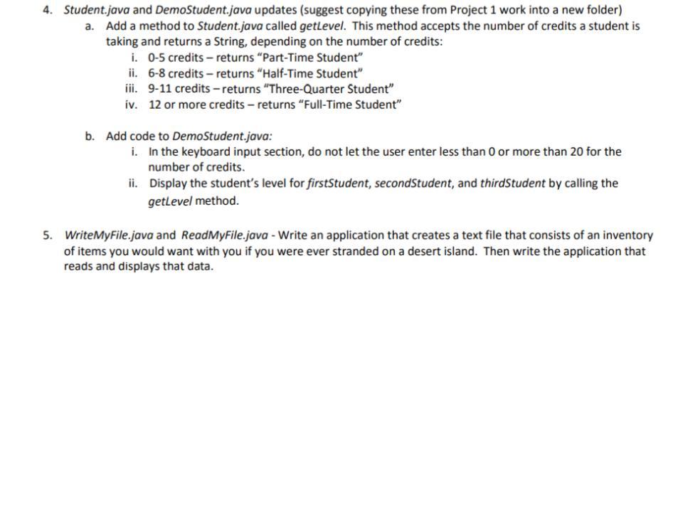  Student.java public class Student { //declarations private int studentNumber = 0;