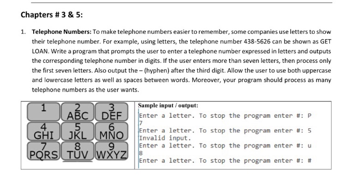 Solve using c++ code blocks Chapters # 3 & 5: Telephone