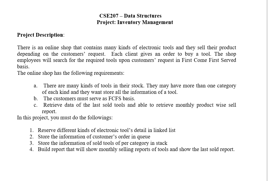 Please Solve this project in C++. Please Solve this requirements and make