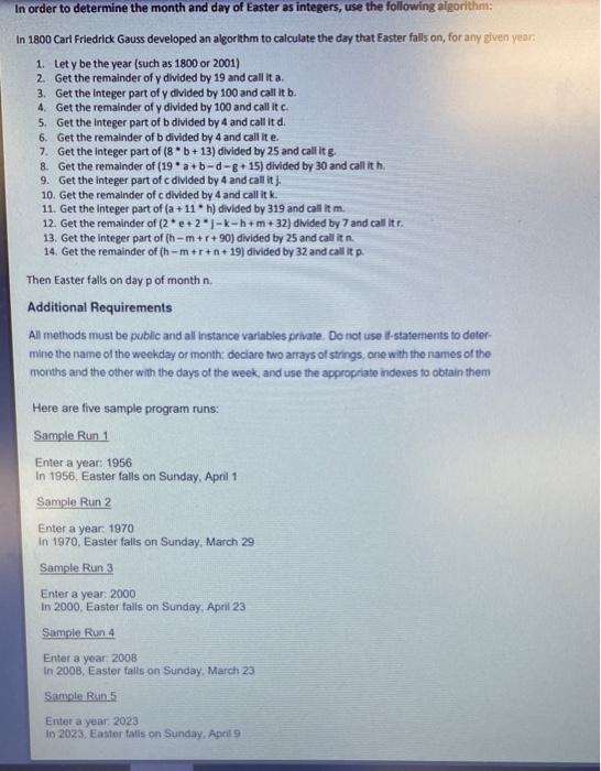 about dates/first day of classes. This is program is supposed to calculate
