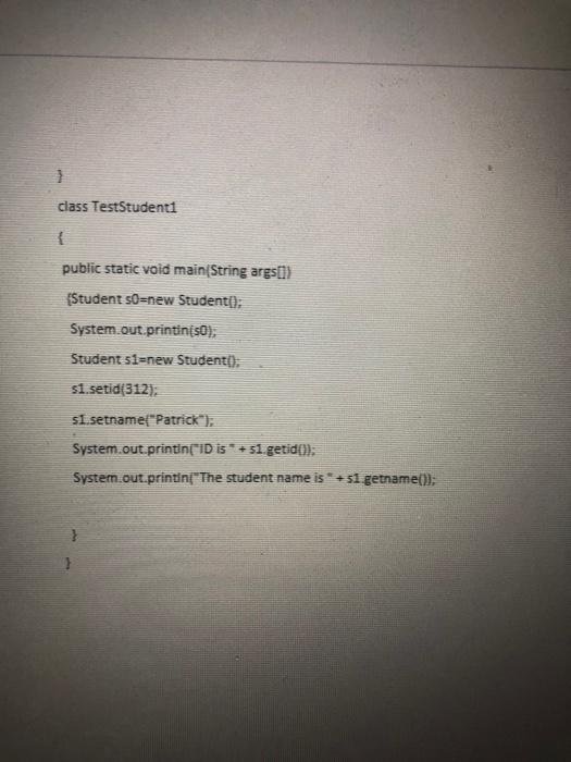 id=8 name="John 1 public int getid return id. 1 public String getname)