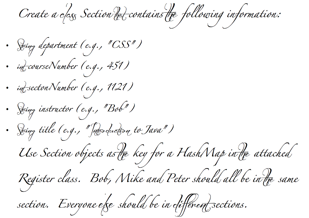  =====Register.java==== import java.util.ArrayList; import java.util.HashMap; public class Register { public static