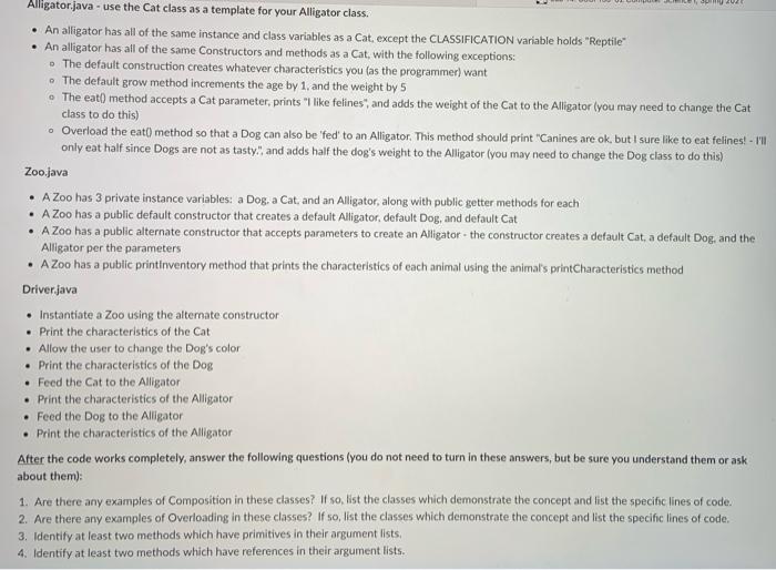 Class Structure Instance Variables Instance Methods Overloading Class Variables Class Methods Composition