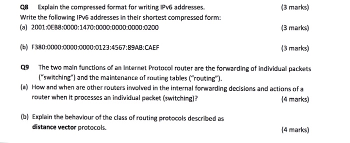  8 Explain the compressed format for writing IPv6 addresses. Write the
