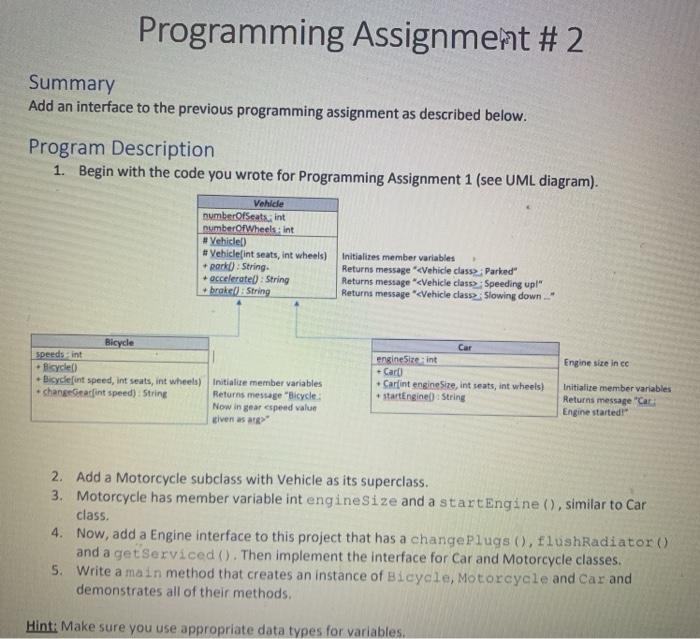  plaese answer by the code Programming Assignment #2 Summary Add an