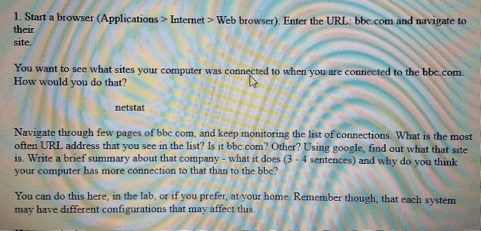 Linux 1. Start a browser (Applications > Internet> Web browser). Enter the