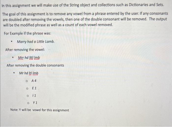  As an USER INPUT! In Python Please! In this assignment we