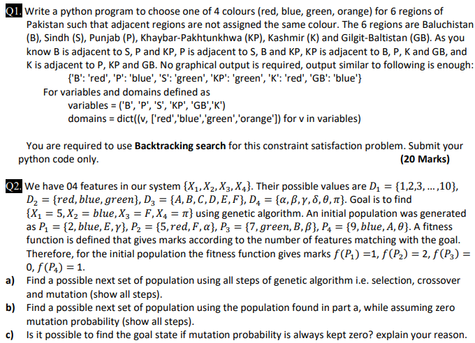 please solve it in 2 hour please Q1. Write a python program