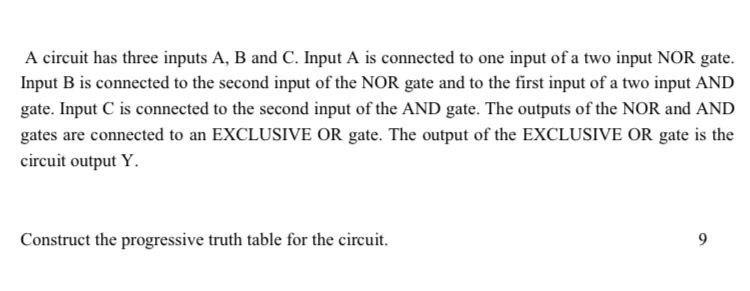  Asmaa A circuit has three inputs A, B and C. Input