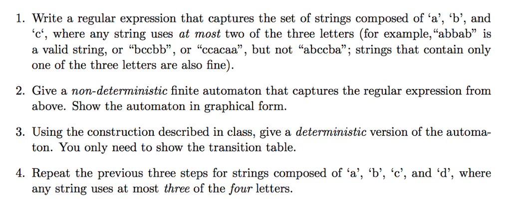  Write a regular expression that captures the set of strings composed