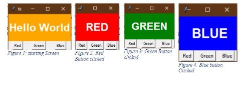 Develop a Python program using TKInter widgets. When run the output windowshould