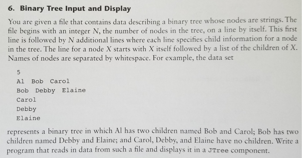 JAVA: Chapter 22 Problem 6 - "Binary Tree Input and Display" 6.