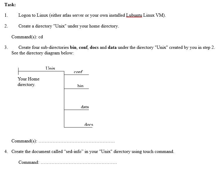  Task: 1. Logon to Linux (either atlas server or your own