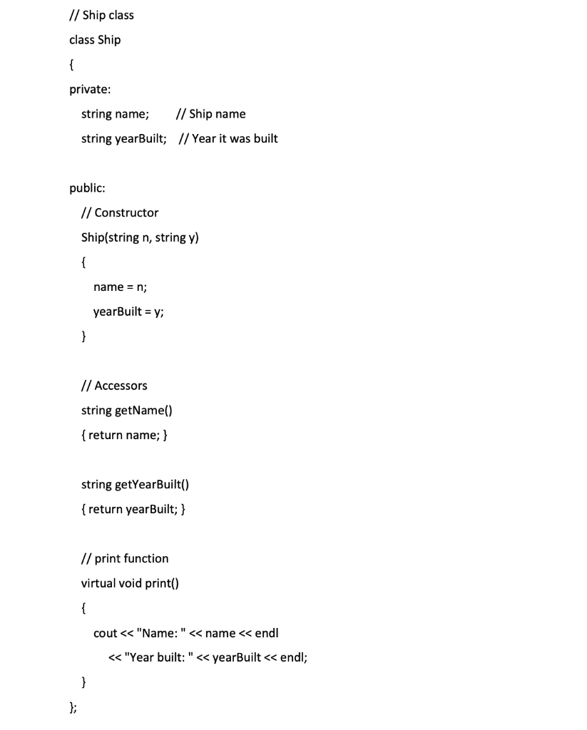 ship class from the ship class IAW chapter 15 Programming Challenges #