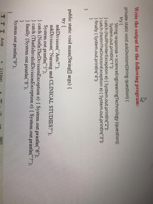 below takes a String public static String String division) This method will