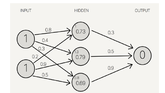 What are the error term delta at the hidden layer using Backpropagation