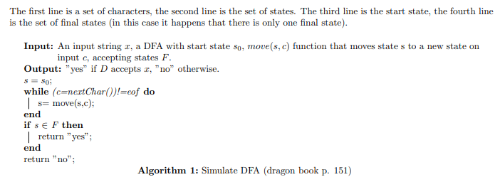 this assignment you need to write the DFA Simulator that can run
