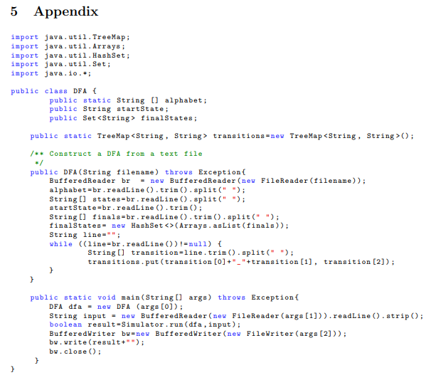 a DFA against an input string. Given a DFA and an input