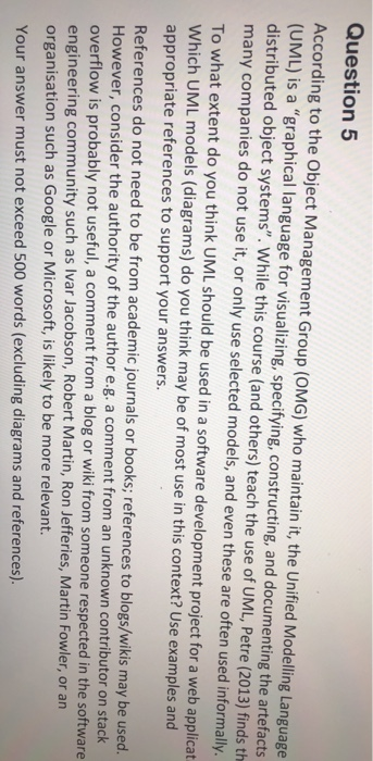  Question 5 According to the Object Management Group (OMG) who maintain