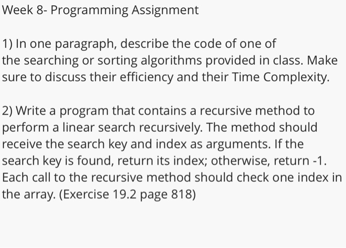 Week 8- Programming Assignment 1) In one paragraph, describe the code