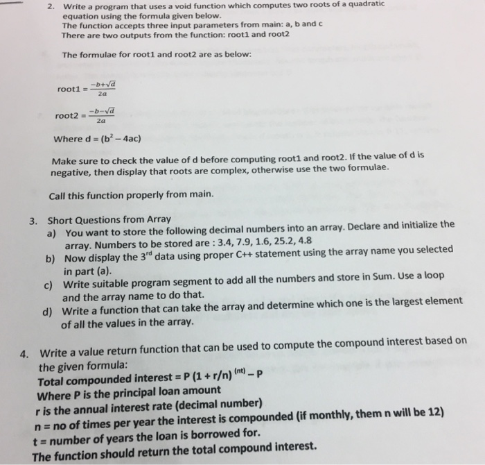  2. Write a program that uses a void function which computes