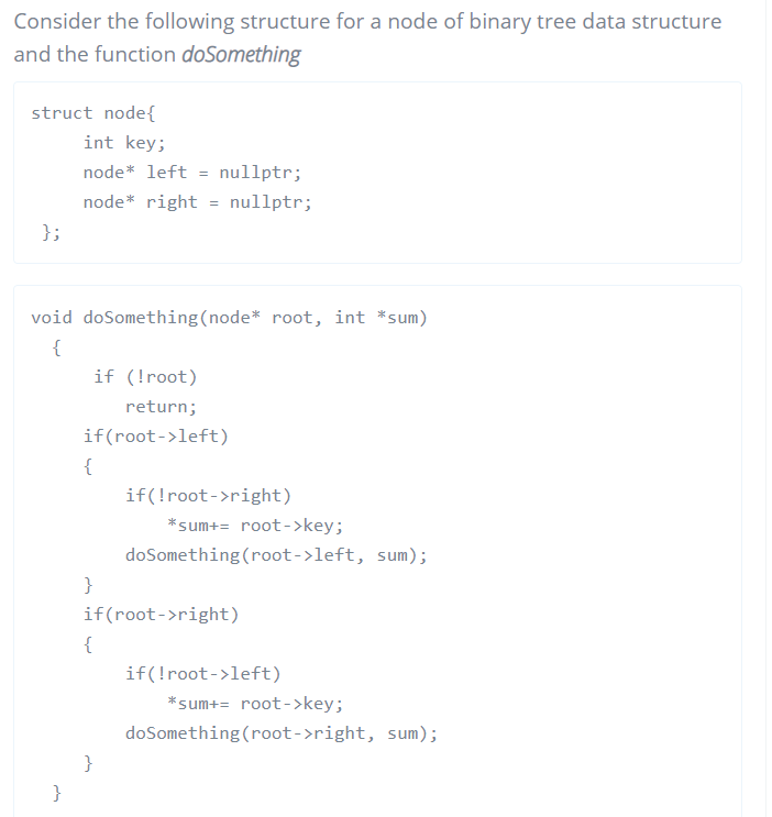 Consider the following structure for a node of binary tree data structure