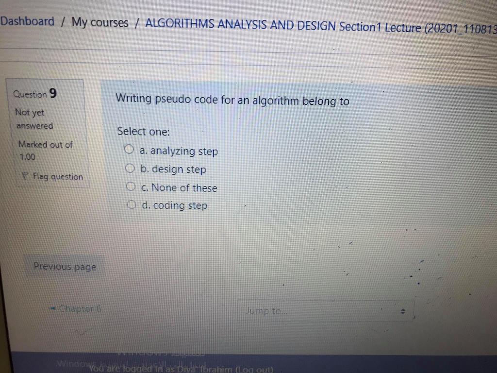  Dashboard / My courses / ALGORITHMS ANALYSIS AND DESIGN Section1 Lecture