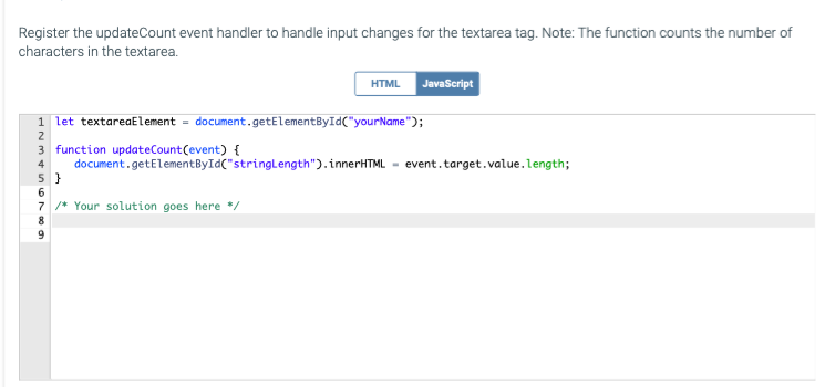 textarea tag. Note: The function counts the number of characters in the