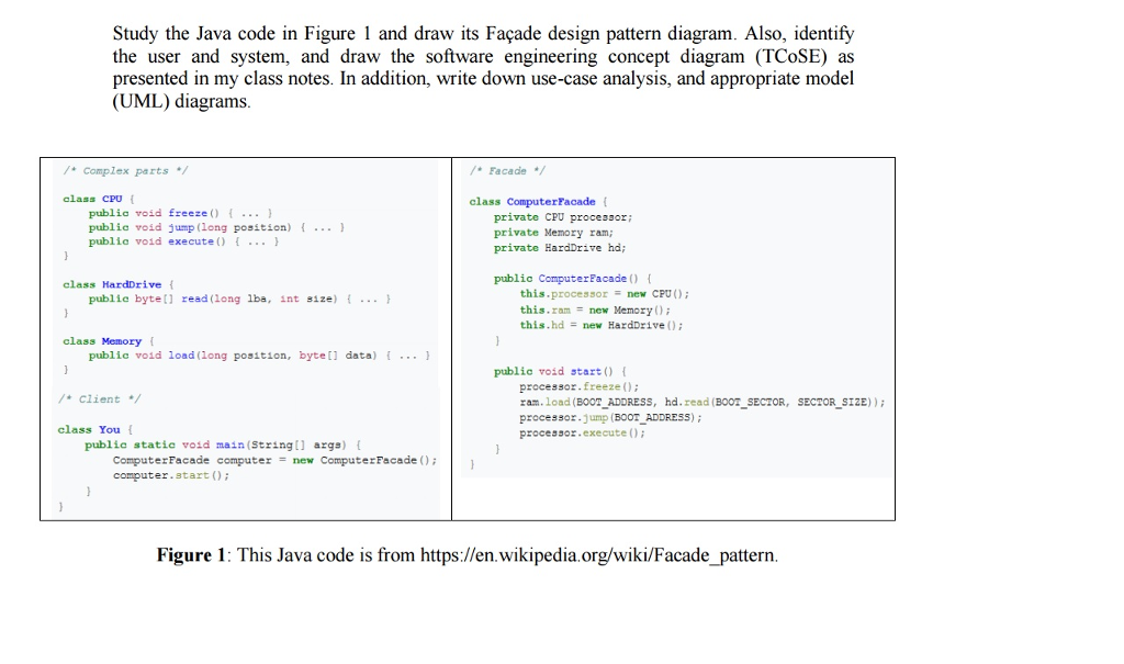  Study the Java code in Figure 1 and draw its Facade