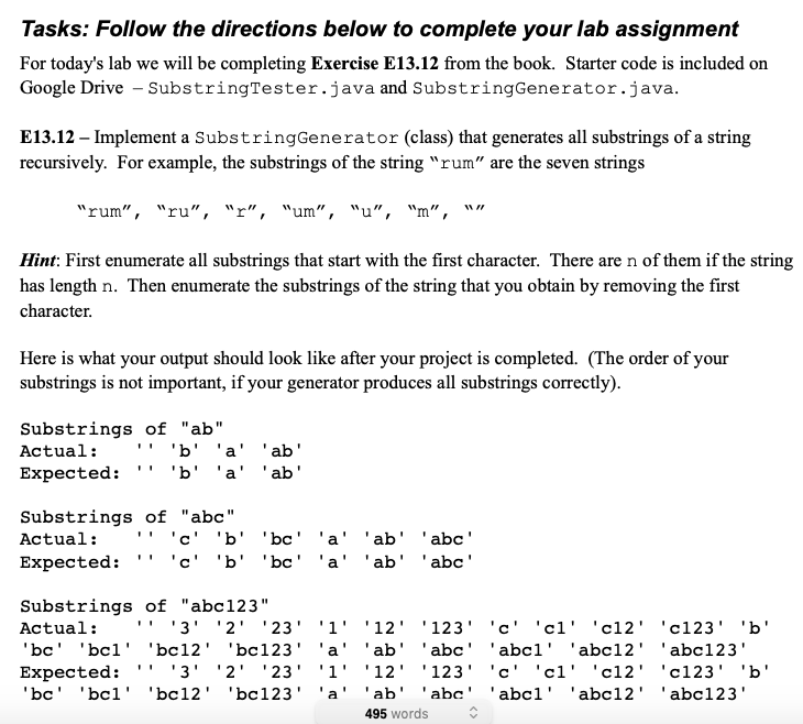 must be in java : do not need a tester complete the