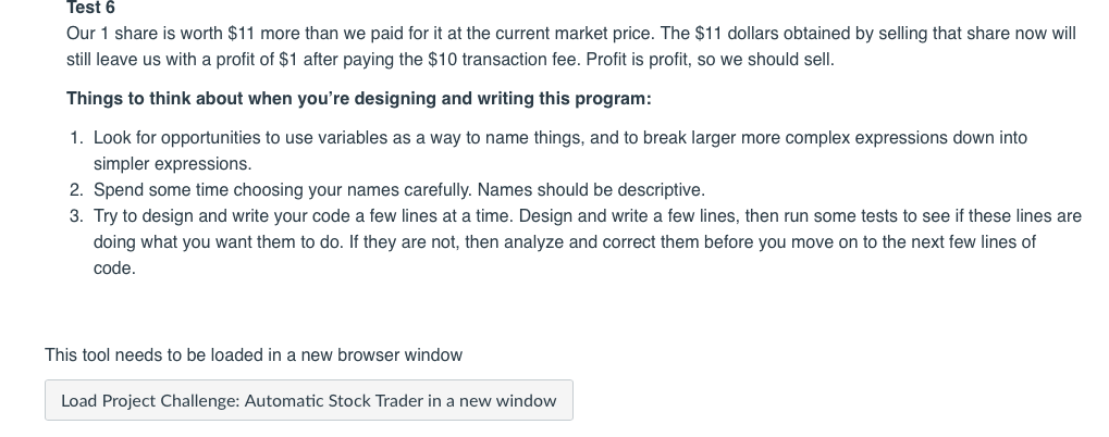 by computers. Youve been tasked to write a simple automatic stock trader