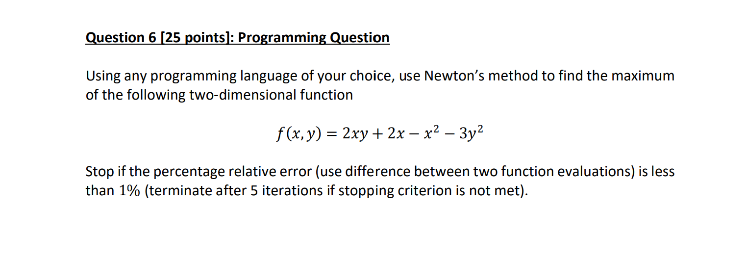 python please Question 6 [25 points]: Programming Question Using any programming language