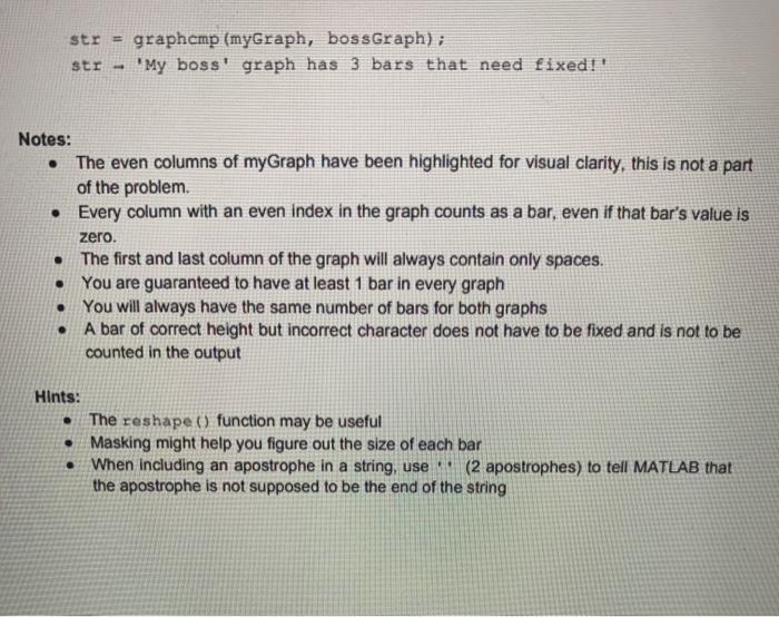char array representing a bar graph 2. (char) A Kxl.char array representing