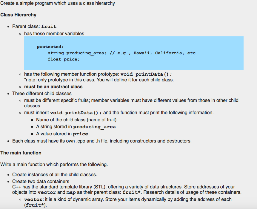 Create a simple program which uses a class hierarchy Class Hierarchy