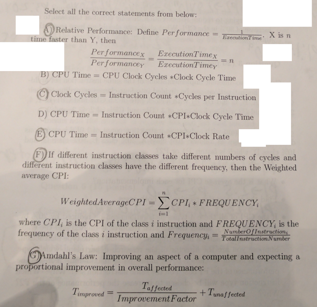  Select all the correct statements from below: Relative Performance: Define Per
