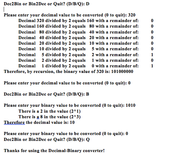 Code in C++ Part A (Decimal to Binar An algorithm for converting