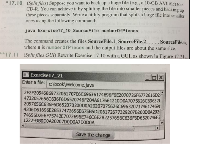 JAVA, DO 17.11 pls (Splitfiles) Suppose you want to back up a