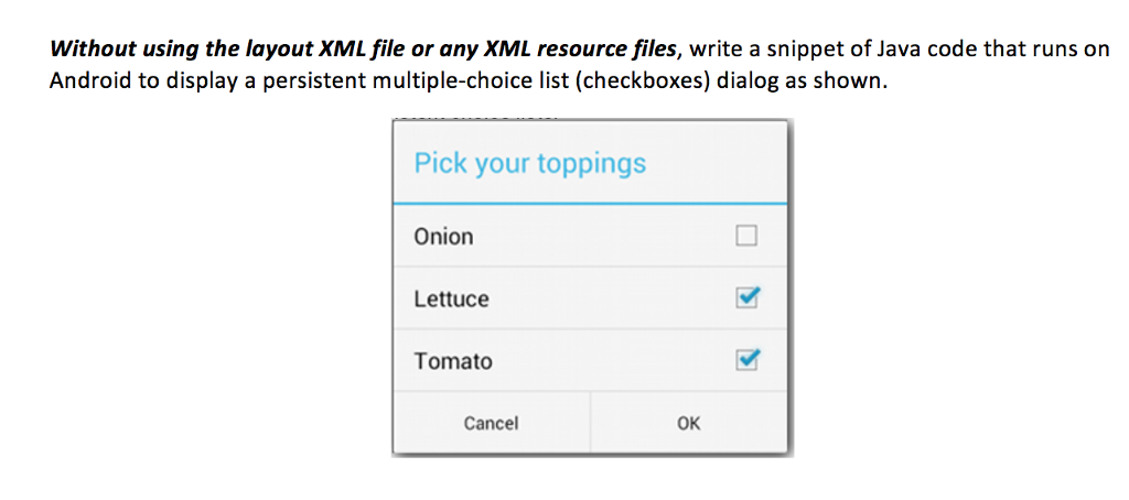 Android Development Question Without using the layout XML file or any XML