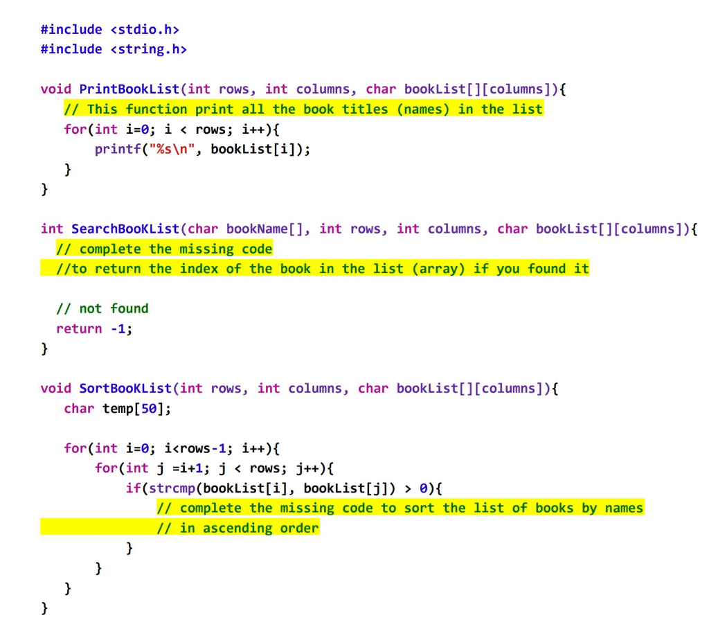 next pages to write a C program that allows the user to