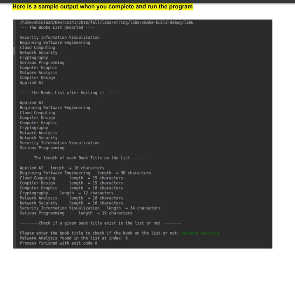 book title exist in the list or not. Finally, change the main