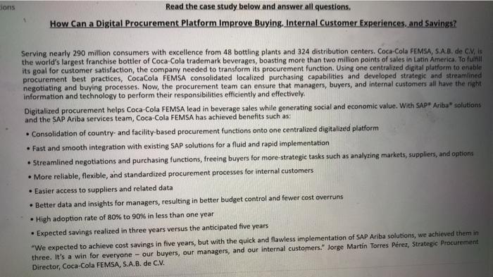 The answer from the same case jons Read the case study below