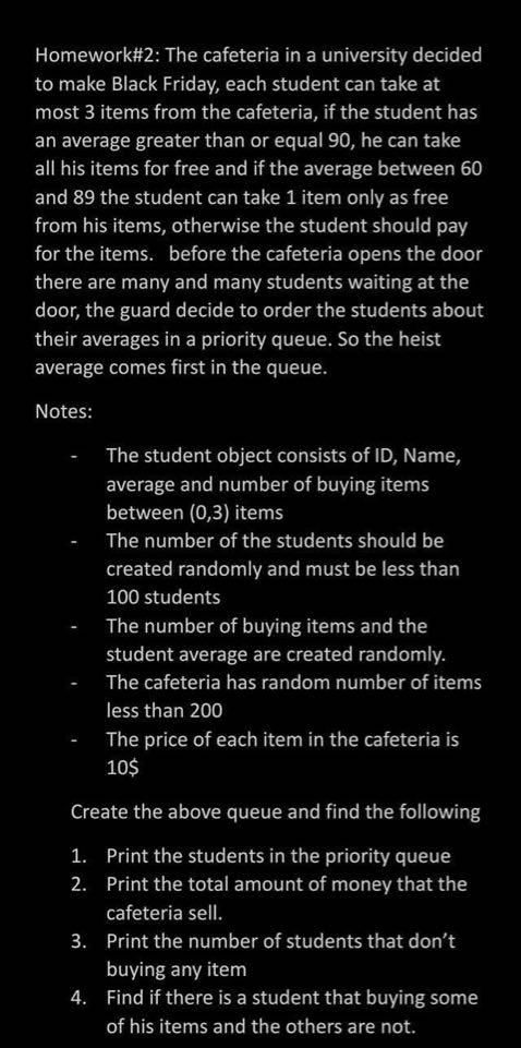 I need this homework in c++ data structure sooooo fast I need