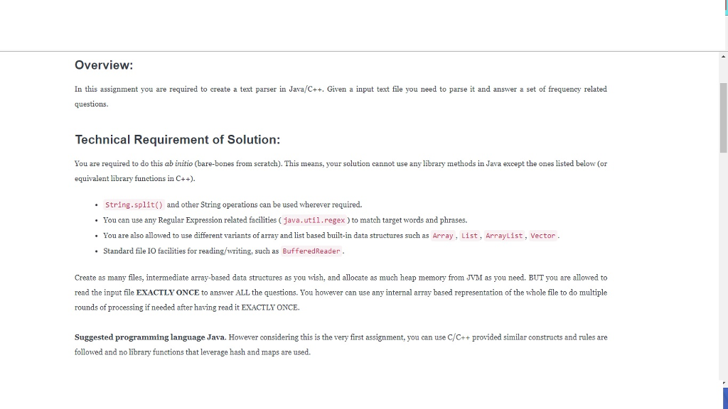  Write program in Java. Do not use Hashmap ! Try to
