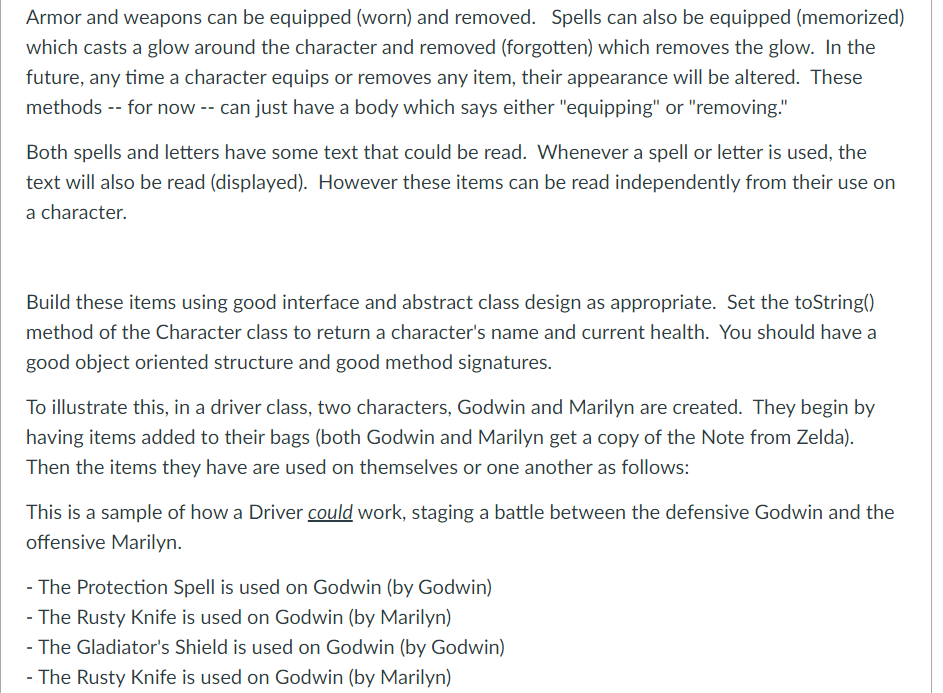 that could be used to stage a battle as described below. You