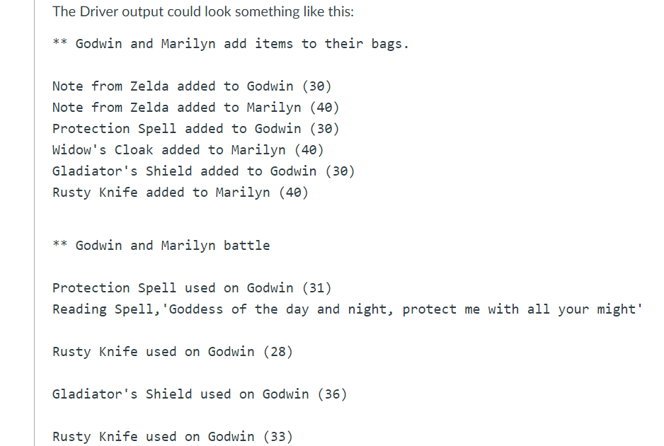 have been tasked to create a number of items that can be