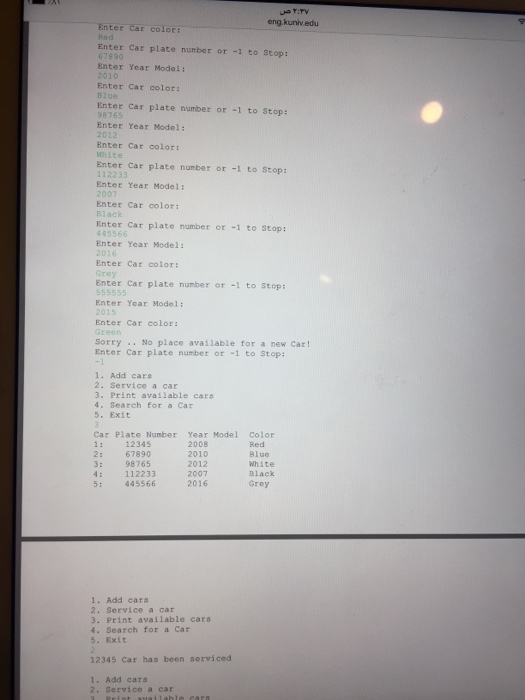 named Car that contains the following instance variables int data field named