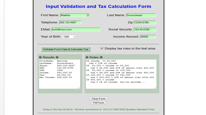  Create a form with inputs & selections as follows: First Name: